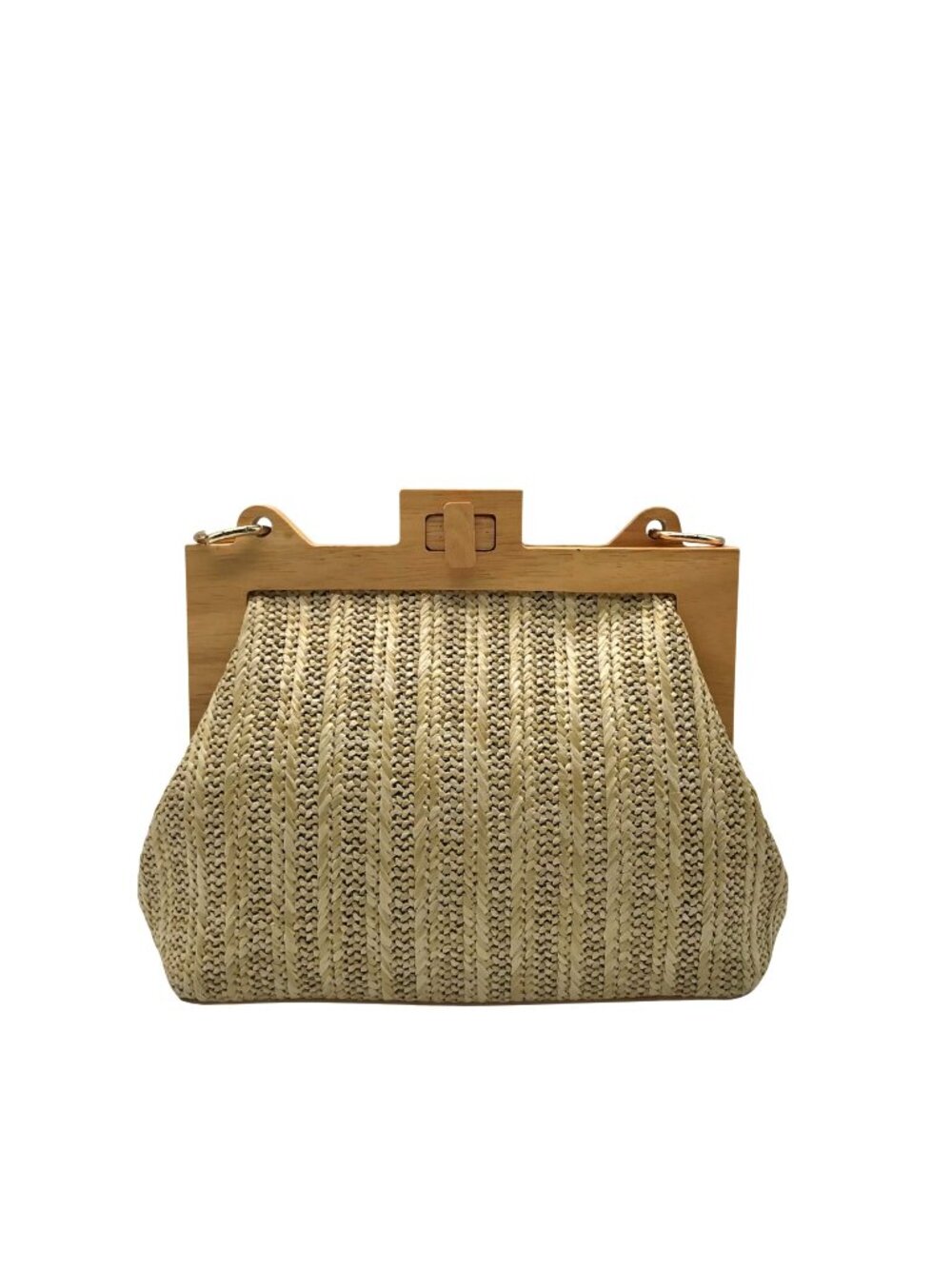 Tan Woven Straw Clutch/Crossbody Bag